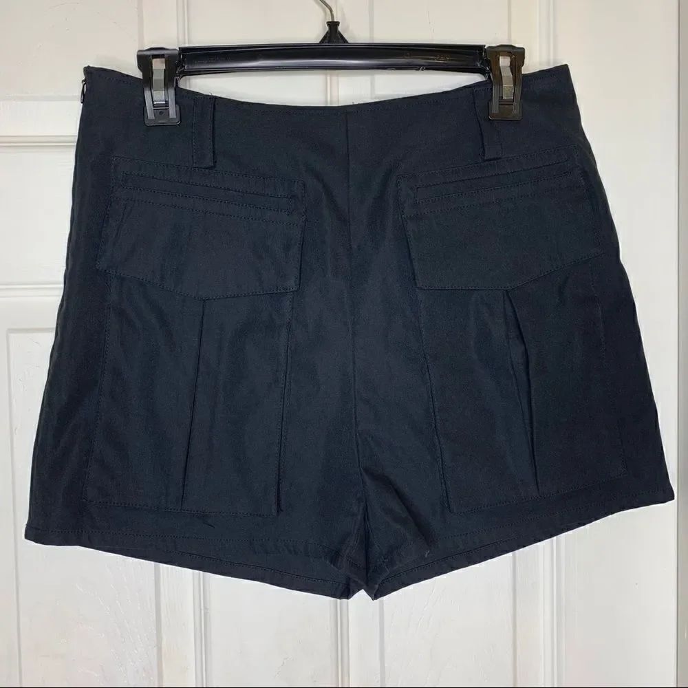 Nasty Gal Black Flap Front Pocket Shorts High Rise